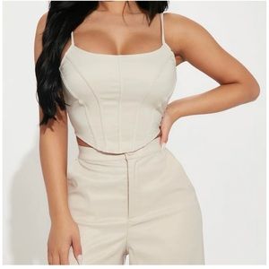 Satin Taupe Top&Pant Set NWT Size Medium